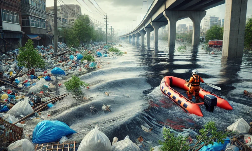 Sampah akibat banjir besar